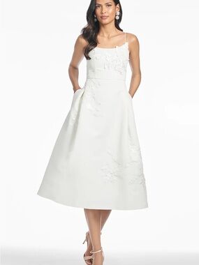 Sachin + Babi embellished audra dress  White Floral Applique Midi Dress